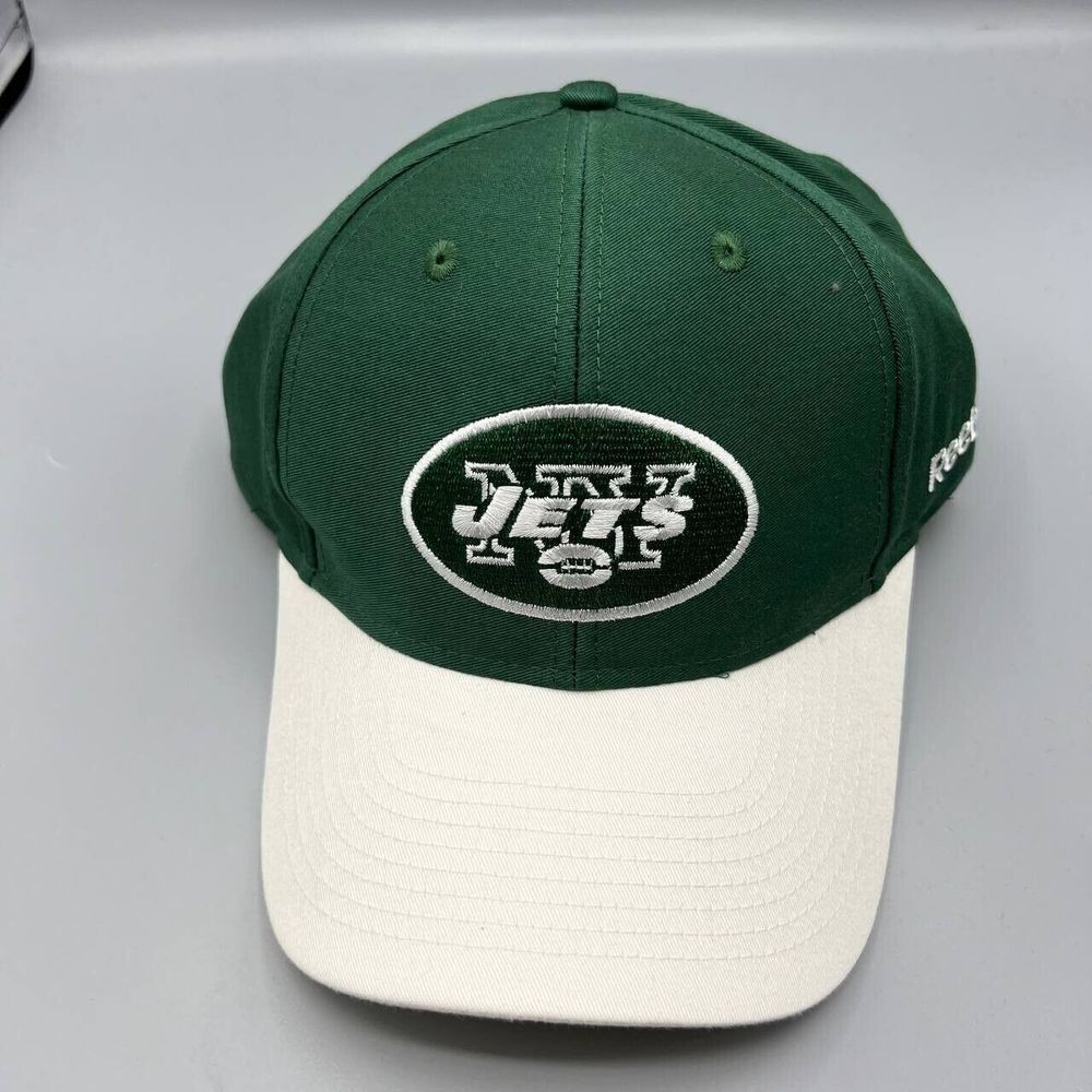Vintage New York Jets Hat Men Green White Reebok NFL Strap Back Cap New
